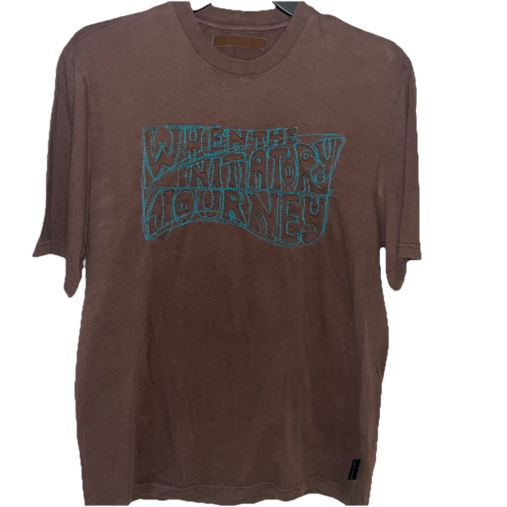 Chevignon Men's Medium Brown T-Shirt Embroidered Logo Casual Streetwear Tee